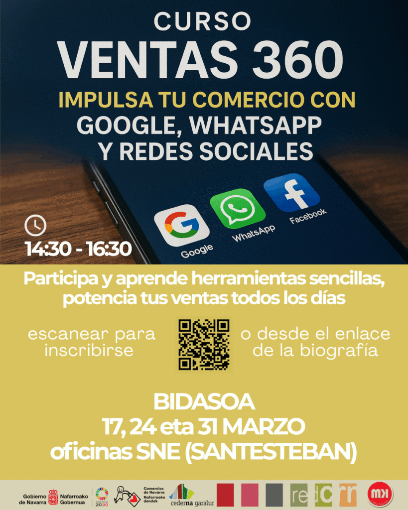 Curso Ventas 360: Impulsa tu comercio con Google, Whatsapp y Redes Sociales.